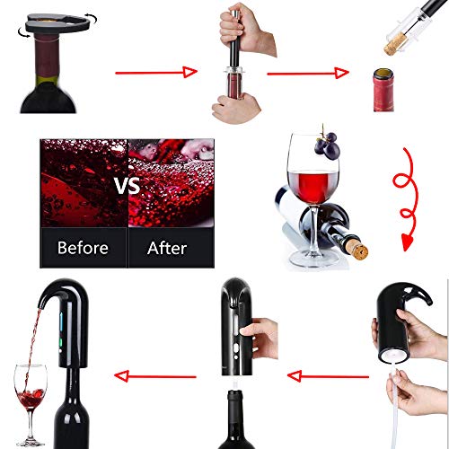YKiMi Electric Wine Aerator Pourer, Multi-Smart Automatic Wine Oxidizer Dispenser USB Rechargeable Spout Pourer, Instant Oxygenation