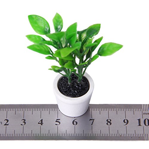 DierCosy 1/12 Dollhouse Miniature Garden Accessory Green Plant in White Pot