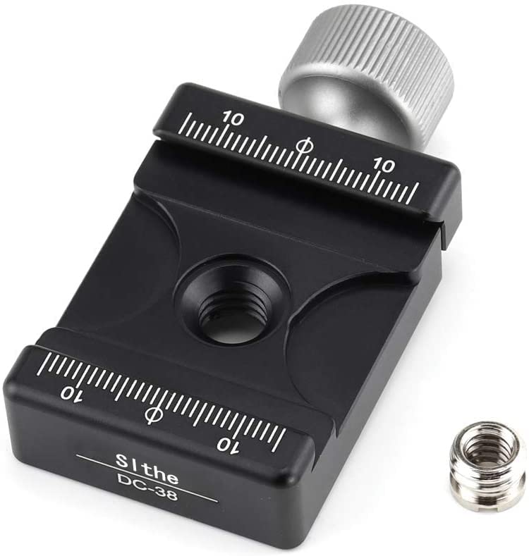 DC-38 Clamp for Camera Quick Release Plate Adjustable Solid Aluminium Housing Compatible with RRS/ARCA-Swiss/Kirk/Wimberley/Markins/Sunwayfoto/Kangrinpoche/Benro/SIRUI etc