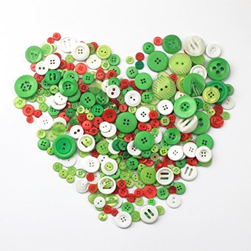 Dutoz 200 g Christmas Buttons Craft Buttons Assorted Sized Sewing Buttons for Christmas DIY, Red, Green and White