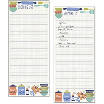 Set of 2- Kitchen Design List Pad, Notepad, Shopping List with Attachable Magnet