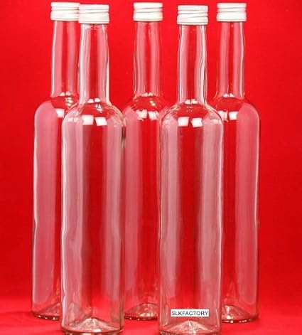 12 leere Glasflaschen 350 ml Schraubverschluss Flasche BOR Likörflaschen Schnapsflaschen Saftflaschen Essig-Öl Flaschen mit V