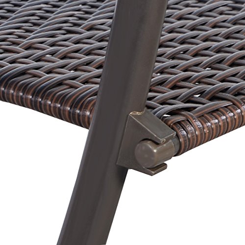 Patio Bistro Outdoor Folding Table and 2 Chairs Furniture Set Rattan