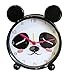 Children Kids Alarm Clock – Metal Frame - Silent - Analog Battery Operated Animal Themed - Boys Girls - 3 Models (Panda (Black/White))