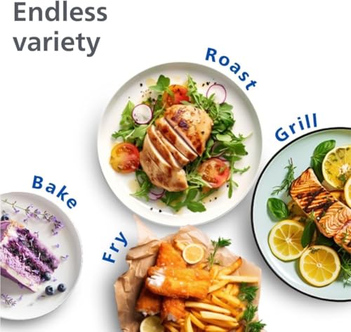 Philips Dual Basket Air Fryer – 9L Total Capacity with Two Different-Sized Drawers, Versatile Cooking Options with Rapid Air Technology, Touchscreen, Ideal for Roasting, Baking & Grilling (NA350/00)