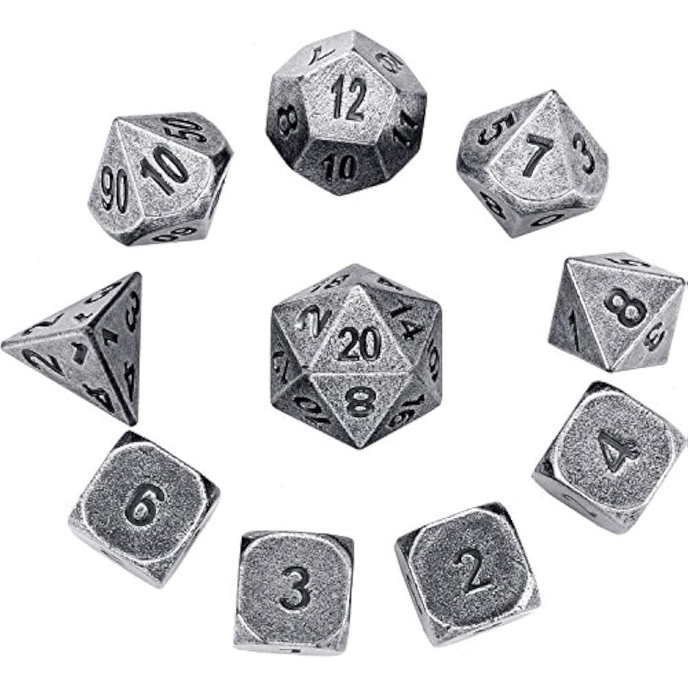 d6 and d4 Frienda Zinc Alloy Metal Polyhedral 7Die Dice Set for