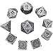 HESTYA 10 Pieces Metal Dices Set Game Polyhedral Solid Dice Set with Storage Bag and Zinc Alloy with Printed Numbers for Role Playing Game