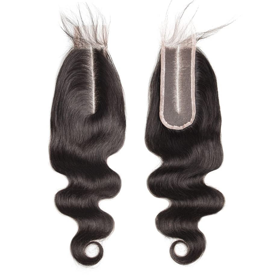 2x6 Closure Human Hair Closure Body Wave 100% Unprocessed Human Hair Lace Closure Only Transparen Lace Brazilian Hair Closure Pre plucked Free Part Closure With Baby Hair Natural Black14 Inch — image 1
