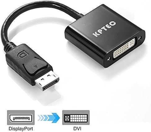 DisplayPort to DVI,KPTEC DP to DVI Male to Female Adapter Converter Black