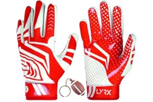 LYRX Professional Football Receiver Gloves with Optimal Silicone Palm Non-Slip Grip Control Ultra-Stick Sports Lightweight Glove and Precision Fit