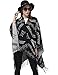 Womens Winter Knitted Poncho Cape Shawls Cardigans Sweater Pashmina Tassel Wraps,color black, One size