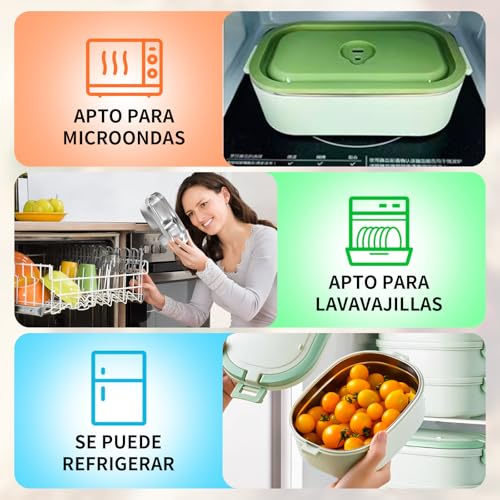 KIROGILY Bento Box para Adultos de 2400 ml, Práctica Lunch Box de 3 Capas, Toppers para Lunch Prueba Fugas. Fiambrera Incluye Vajilla y Bolsa para el Almuerzo, Apto para Salir y Trabajar