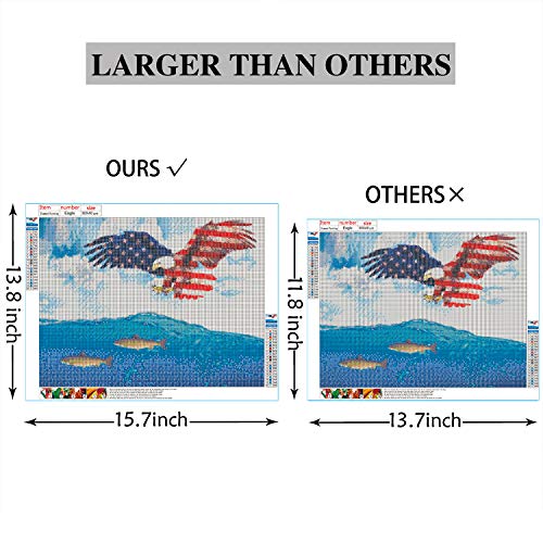 5D Full Drill Diamond Painting Kits by Numbers for Adults and Beginners Flag and Eagle Diamond Wall Art Craft Paint with Round Diamonds for Home Wall Decor Gift for Friends and Family 17.7x13.8In