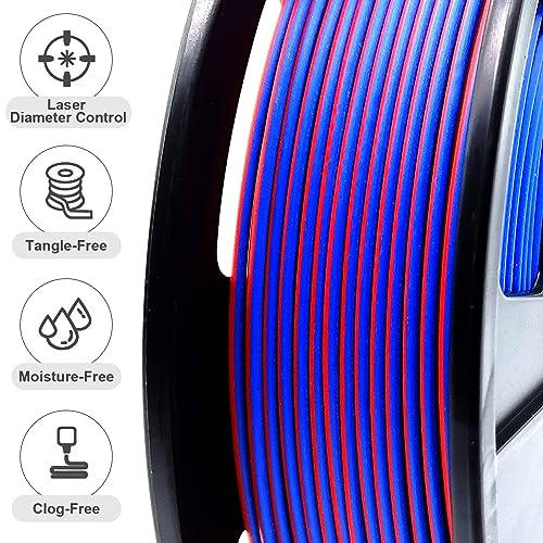 Reprapper 4X 250g Color Pack – Dual Color PLA Filament 1.75mm for 3D Printer & 3D Pen, Multicolour Filament, 4 x 250g Matte Red/Blue, Matte Purple/Green, Silk Red/Blue, and Silk Purple/Green