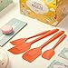 Silicone Spatula,Xpatee 4-piece 600ºF Heat-Resistant Baking Spatulas Non-stick Flexible Rubber Spatulas with Stainless Steel Core (Orange)