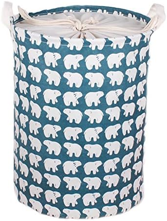 Collapsible Laundry Basket , Dirty Cloth Drawstring Storage Bin Toy Collection Organizer with Two Handles for Nursery Kid's Room - Polar Bear