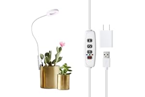 RWNTAO LED Halo Ring Pot Clip Plant Grow Light for Indoor Small Plants, Red+Blue+Yellow Full Spectrum Plant Light with 360°Gooseneck, 3/9/12H Timer, 10 Dimmable Levels and Adapters, Angel Ring 1 Pack (White)
