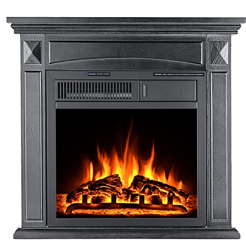 Rintuf Space Heater, 26'' Freestanding Fireplace with Mantel, 750/1500W