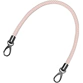 uxcell Leather Purse Strap, 60cm/23.62" Short Leather PU Braided Purse Replacement Handle with Metal Buckles for Underarm Bags, Handbags (Pink Strap + Black Clasp)