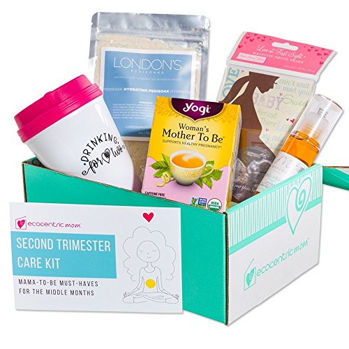 Ecocentric Mom Pregnancy Gift Box - Second Trimester Maternity Gifts with Non-Toxic, Organic, Natural & Unique Products - Sonogram Frame, Belly/Baby Oil, Foot Soak, Pregnancy Tea & Mug.