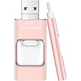 Flash Drive for iPhone 512GB, 4 in 1 USB Type C Memory Stick, Photo Stick External Storage Thumb Drive for iPhone iPad Android Computer, Rose Pink