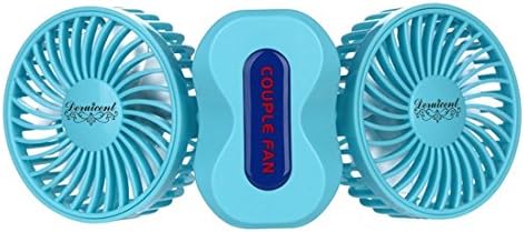 Deruicent Mini Dual Fan 3 levels of speeds,light weight, ideal USB Fan for Home Office School Travel Outdoor Sport (-, blue)