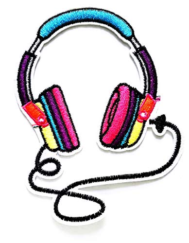 Nipitshop Patches Colorful Speaker Headsets Patch Bluetooth Headphones Cartoon Children Kid Patch Clothes Bag T-Shirt Jeans Biker Badge Applique Iron on Sew On Patch