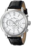 Lucien Piccard Men's 12011-02S Monte Viso Chronograph White Textured Dial Black Leather Band Watch