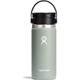 Hydro Flask Water Bottle - Insulated Stainless Steel - Wide Mouth Flex Sip Lid, Non Spill, Leakproof and Refillable in 16 Oz Agave