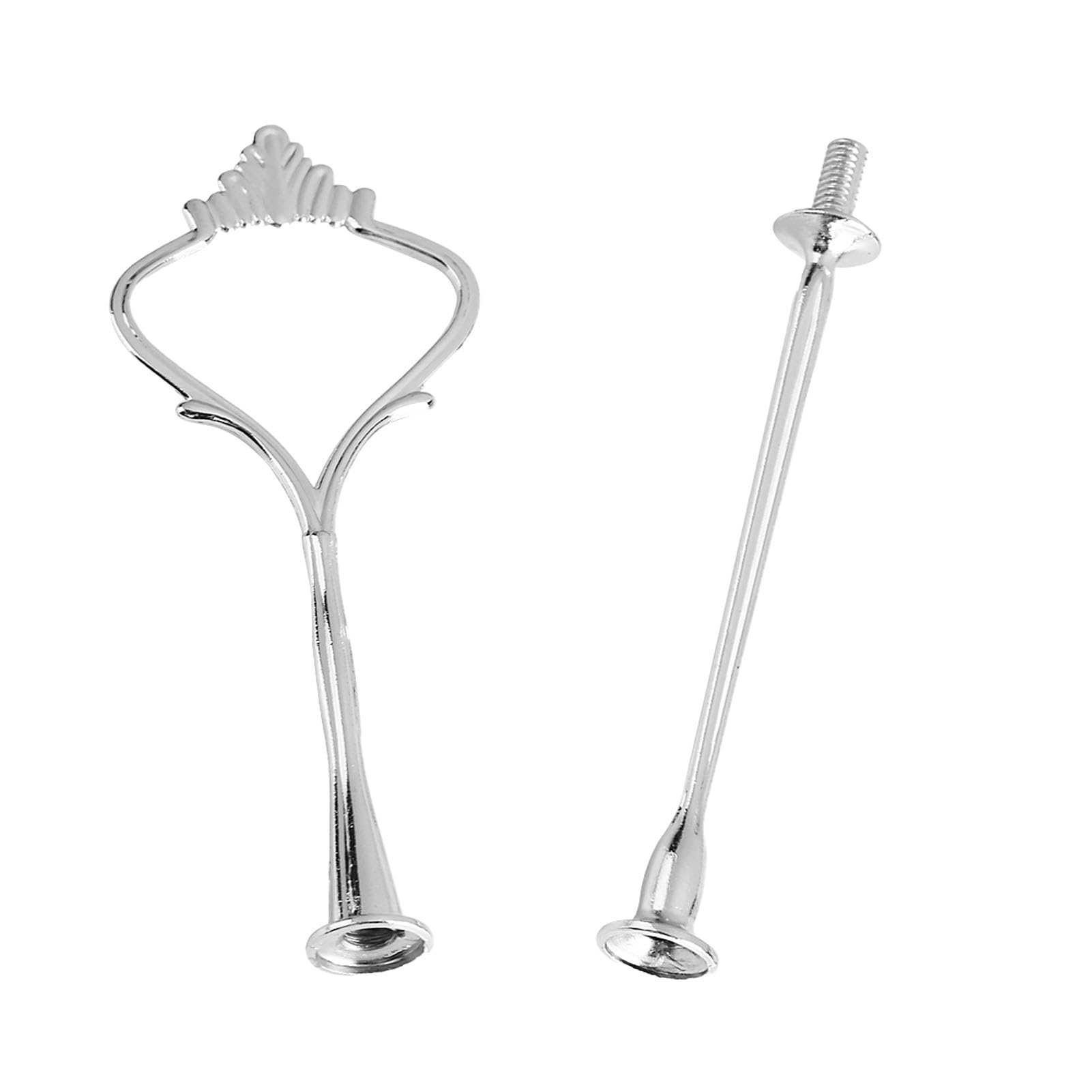 Yosoo Health Gear Cake Stand Handles, Multi Tiers Cake Stand Holder Rods, Cake Plate Stand Fittings for Tea Shop Room Hotel, Not Included Plate(2-tiered crown silver)