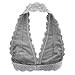 Floral Lace Halter Bralette Unpadded Mesh Lined V-Neck Everyday Bra Top for Women(Grey) S
