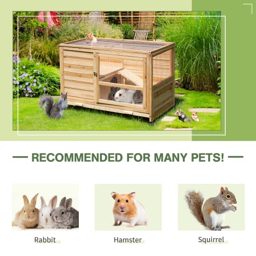 YOLENY Rabbit Hutch Wooden, Bunny Hutch Indoor Rabbit Cage Outdoor, Guinea Pig Cage Hedgehog