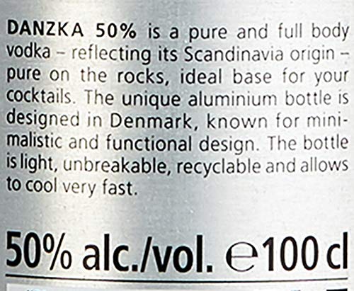 Danzka | Fifty | Vollkorn | Premium - Wodka | 1 x 1000ml | Aluminiumflasche | Skandinavisches Design | Copenhagen – Bild 5