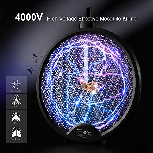 Bug Zapper Electric Fly Swatter, Rechargeable Bug Zapper Racket with 2 Modes 4000V High Voltage