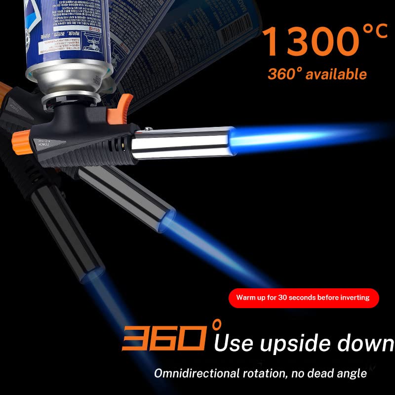 Butane Torch Kitchen Blow Lighter, 360 Degree Reverse Professional Chef
