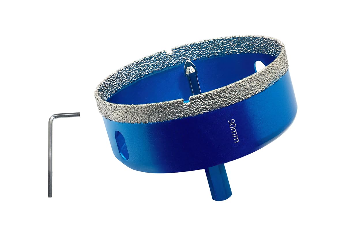 Teronbeta Diamond Hole Saw 90mm with Pilot Center Drill Bit, Vacuum Brazed Diamond Core Hole Cutter for Tile, Porcelain, Glass, Ceramic, Marble — image 1