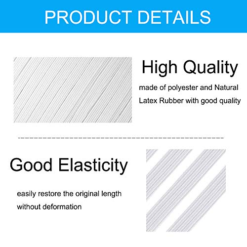MOTOBA 10 Yards Elastic Bands for DIY Mask, 1/4 Inch Elastic for Sewing, Braided Elastic Band Elastic String Cord for Crafts (White)