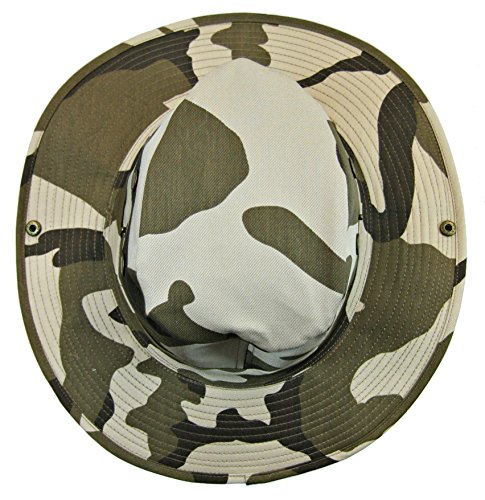 Boonie Bush Safari Outdoor Fishing Hiking Hunting Boating Snap Brim Hat Sun Cap with Neck Flap (Desert Camo, L)