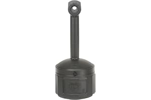 Justrite Cease-Fire Cigarette Butt Receptacle - 16-1/2" Dia.X38-1/2"H - 4-Gallon Capacity - Black