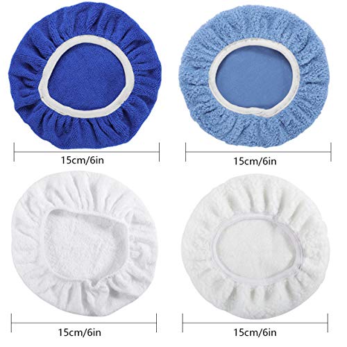 AUTDER 5 Inch & 6 Inch Car Polisher Pad Bonnet, Waxers Bonnet Set, Woollen+Cotton+Microfiber+Coral Fleece, 2 Pcs for Each, Pack of 8 Pcs