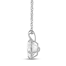 Jewelili 10K White Gold Solitaire Pendant Necklace