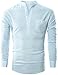 Ohoo Mens Slim Fit Ultra Light Cotton Linen Blend Long Sleeve Popover Work Shirt