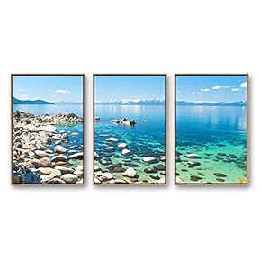 3 Piece Framed Canvas Wall Art for Living Room, Bedroom Lake Tahoe Canvas Prints for Modern Home Decoration Ready to Hang - 16"x24"x3 Panels