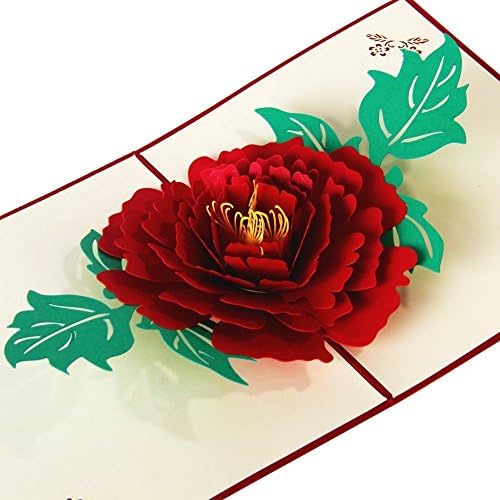 NINJING 3D Pop UP Greeting Cards Fantastic Peony Flower Handmade Gift Card For Birthday Valentine's Day Anniversary Invitation Wedding Graduation Card