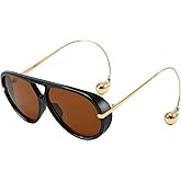 Breaksun Women's Oversized Aviator Sunglasses Retro Trendy Shield Sun Glasses Big Orange lens Vintage Shades