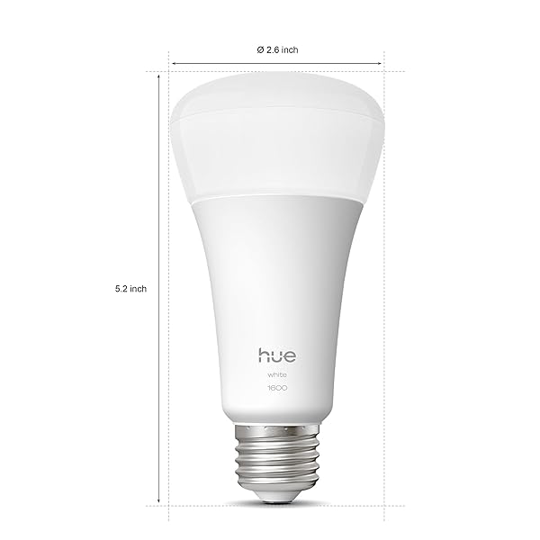 PHILIPS HUE SMART LED A21 BULB 1-PACK, WARM WHITE LIGHT 2700K, E26 BASE, 13.5W, 1600 LUMENS, DIMMABLE LED BULBS, WORKS WITH ALEXA, GOOGLE ASSISTANT, AND APPLE HOME