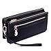 HDE Women's Leather Wallet Clutch Multi-Function Zippered Wristlet Purse Black primary