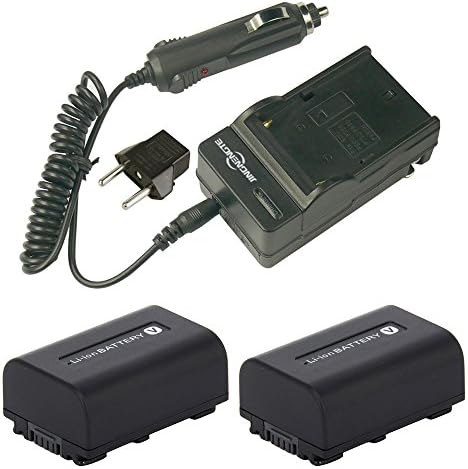 Battery Pack 2x NP-FV50 Batteries and Battery Charger for Sony FDR-AX53, HDR-CX675/B, HDR-CX455/B, HDR-CX330