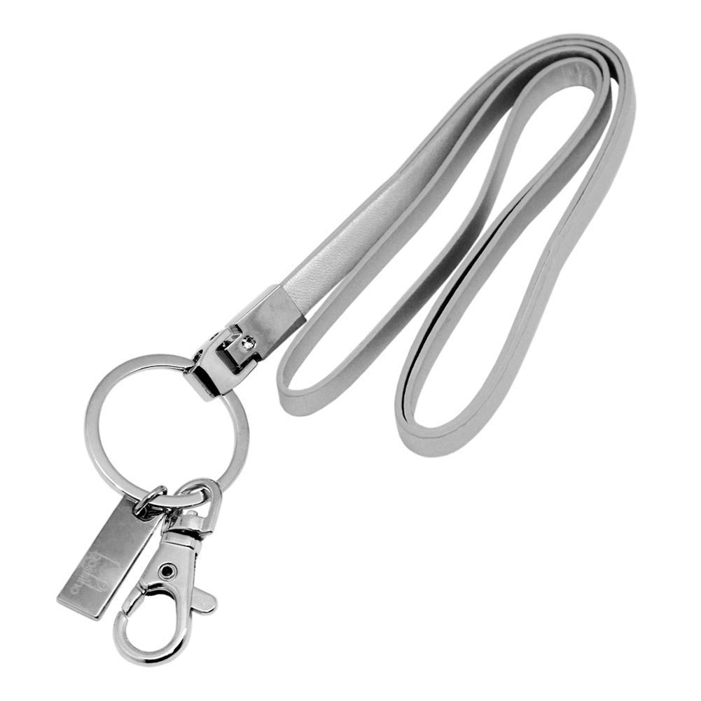PU Leather Neck Lanyard Strap: Boshiho Office Flat Lanyard Neck Unisex with Strong Metal Clip and Keyring for Keys Card Holder ID Badge Holder USB(Silver)