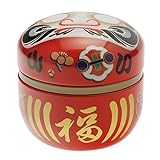 1 Pc Japanese Red Daruma “Wishes” 100g Tea Canister #499-555